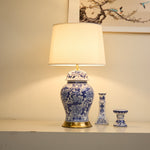 Peony Porcelain Jar Table Lamp with Fabric Shade