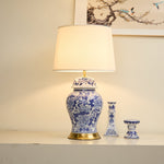 Peony Porcelain Jar Table Lamp with Fabric Shade