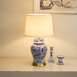 Peony Porcelain Jar Table Lamp with Fabric Shade