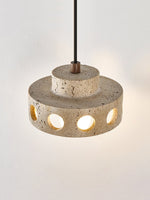 Perfora Travertine Pendant Light – Sculptural Stone Halo for Modern Interiors
