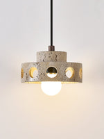 Perfora Travertine Pendant Light – Sculptural Stone Halo for Modern Interiors