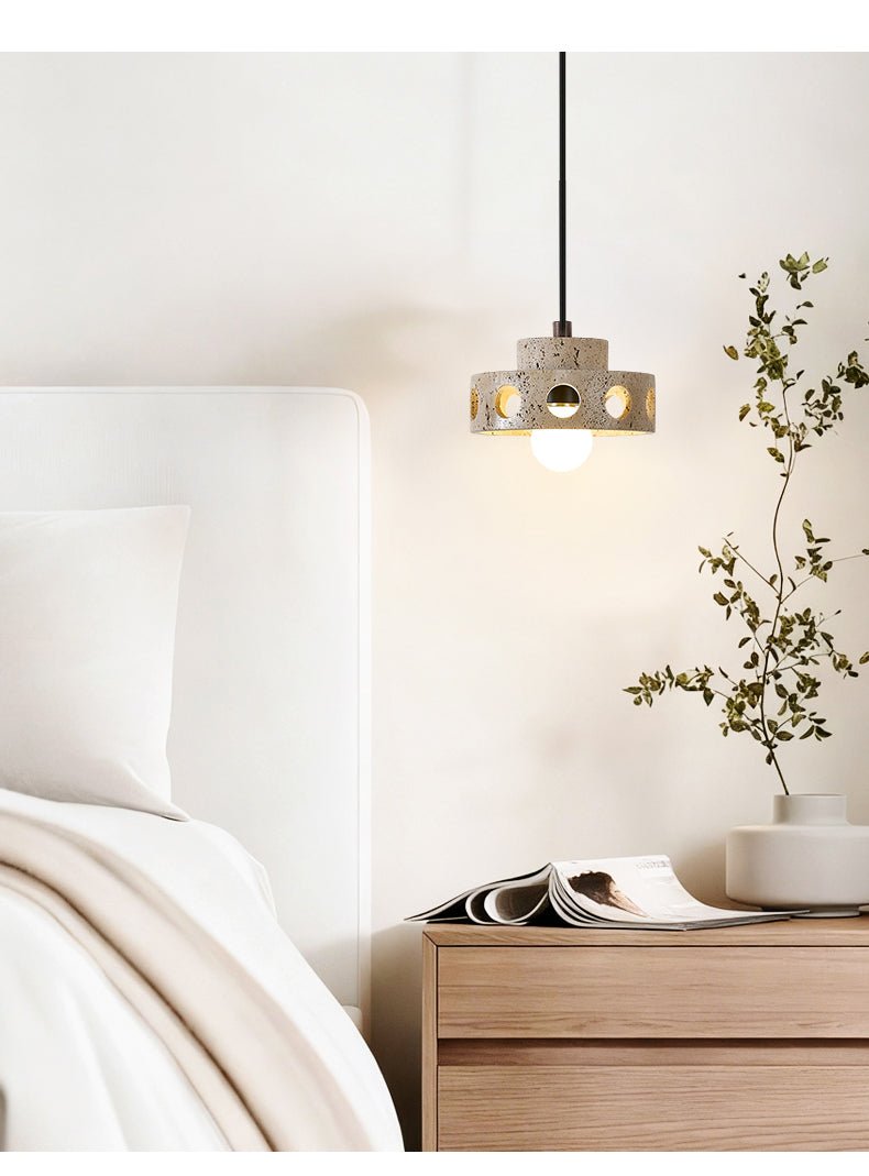 Perfora Travertine Pendant Light – Sculptural Stone Halo for Modern Interiors