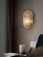 Perforated Oval Wall Sconce in Alabaster and Gold