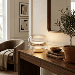 Perla Smoke Glass Table Lamp with Alabaster Center