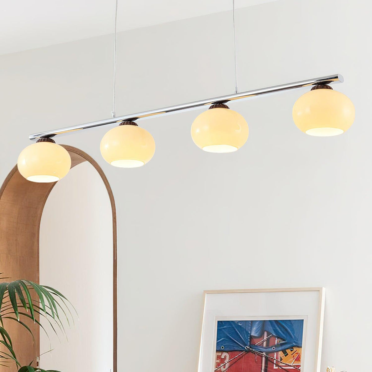 Persimmon Glass Chandelier for Dining Room, Modern Designer Pendant Light