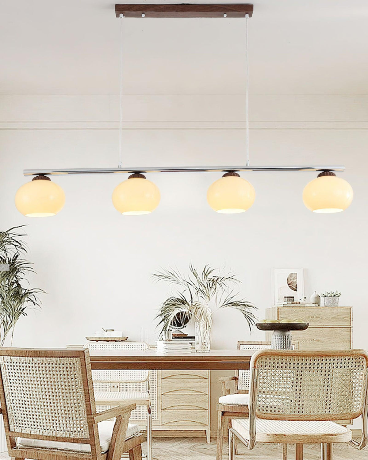 Persimmon Glass Chandelier for Dining Room, Modern Designer Pendant Light