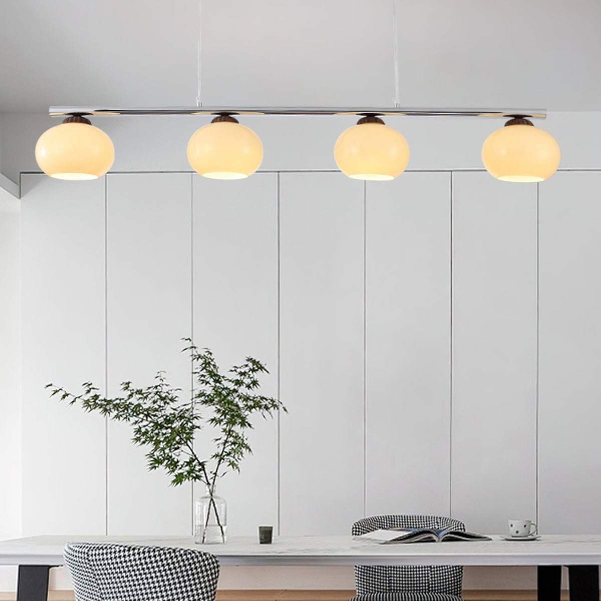 Persimmon Glass Chandelier for Dining Room, Modern Designer Pendant Light