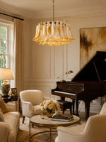 Amber Glass Petal Chandelier for Dining Room and Living Room