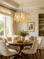 Amber Glass Petal Chandelier for Dining Room and Living Room