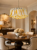 Amber Glass Petal Chandelier for Dining Room and Living Room