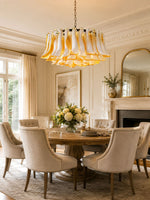 Amber Glass Petal Chandelier for Dining Room and Living Room