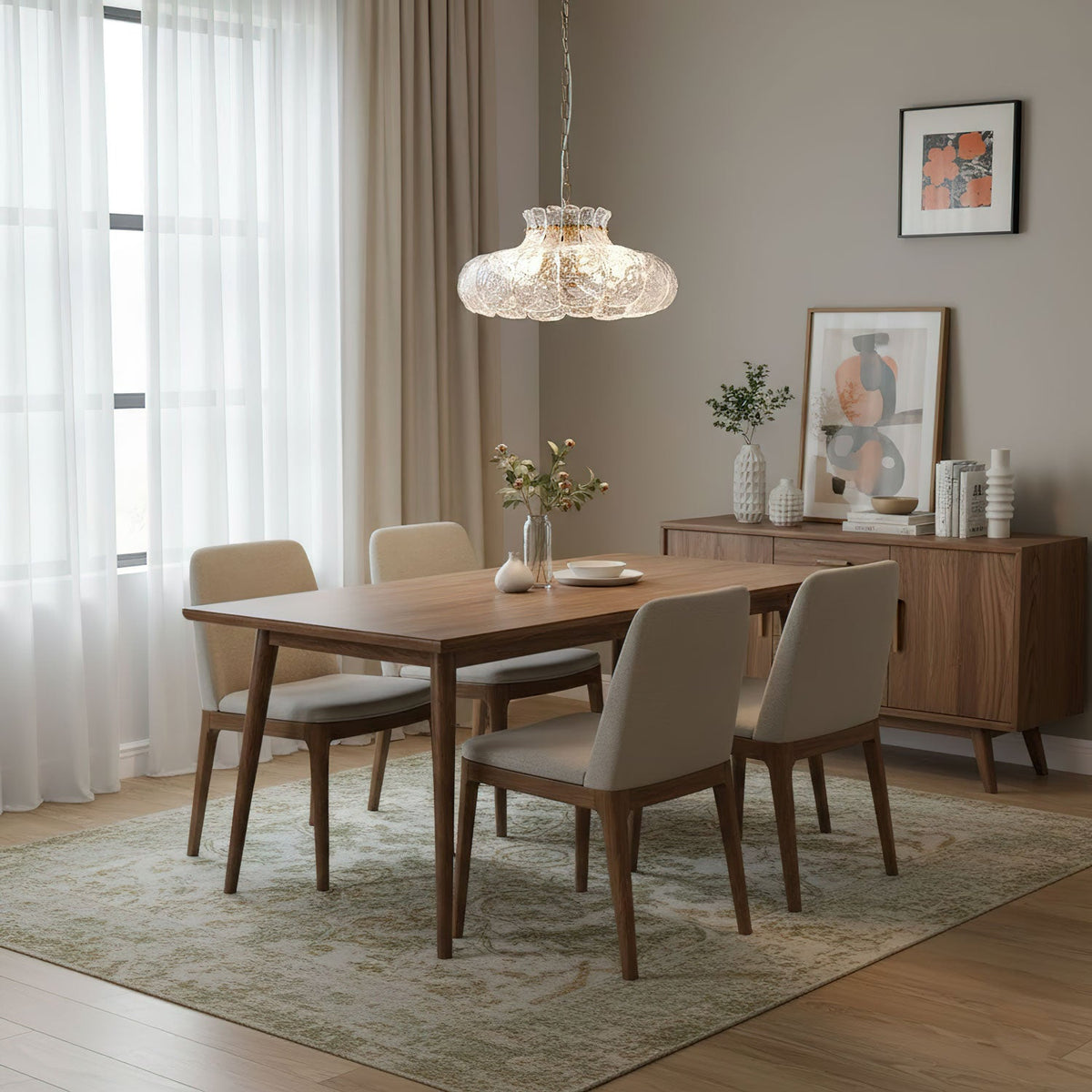 Petal Ice Glass Pendant Light – Brass Accents, Modern Elegance