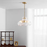 Petal Ice Glass Pendant Light – Brass Accents, Modern Elegance