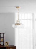 Petal Ice Glass Pendant Light – Brass Accents, Modern Elegance