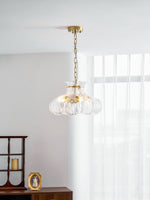 Petal Ice Glass Pendant Light – Brass Accents, Modern Elegance