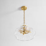 Petal Ice Glass Pendant Light – Brass Accents, Modern Elegance