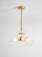 Petal Ice Glass Pendant Light – Brass Accents, Modern Elegance
