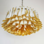 Amber Glass Petal Chandelier for Dining Room and Living Room
