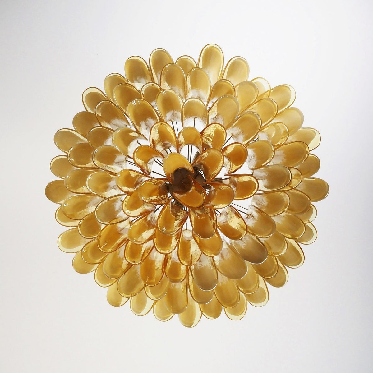Amber Glass Petal Chandelier for Dining Room and Living Room