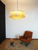 Amber Glass Petal Chandelier for Dining Room and Living Room