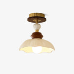 Petal Bloom Flush Mount Ceiling Light in Cream, Walnut & Gold