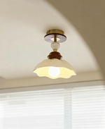 Petal Bloom Flush Mount Ceiling Light in Cream, Walnut & Gold