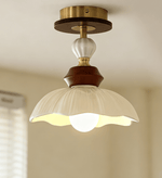 Petal Bloom Flush Mount Ceiling Light in Cream, Walnut & Gold