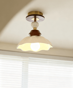 Petal Bloom Flush Mount Ceiling Light in Cream, Walnut & Gold
