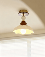 Petal Bloom Flush Mount Ceiling Light in Cream, Walnut & Gold