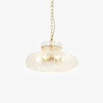Petal Ice Glass Pendant Light – Brass Accents, Modern Elegance