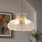 Petal Ice Glass Pendant Light – Brass Accents, Modern Elegance