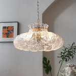 Petal Ice Glass Pendant Light – Brass Accents, Modern Elegance