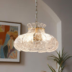 Petal Ice Glass Pendant Light – Brass Accents, Modern Elegance