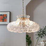 Petal Ice Glass Pendant Light – Brass Accents, Modern Elegance