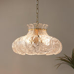 Petal Ice Glass Pendant Light – Brass Accents, Modern Elegance