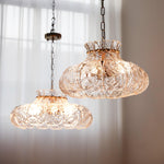 Petal Ice Glass Pendant Light – Brass Accents, Modern Elegance