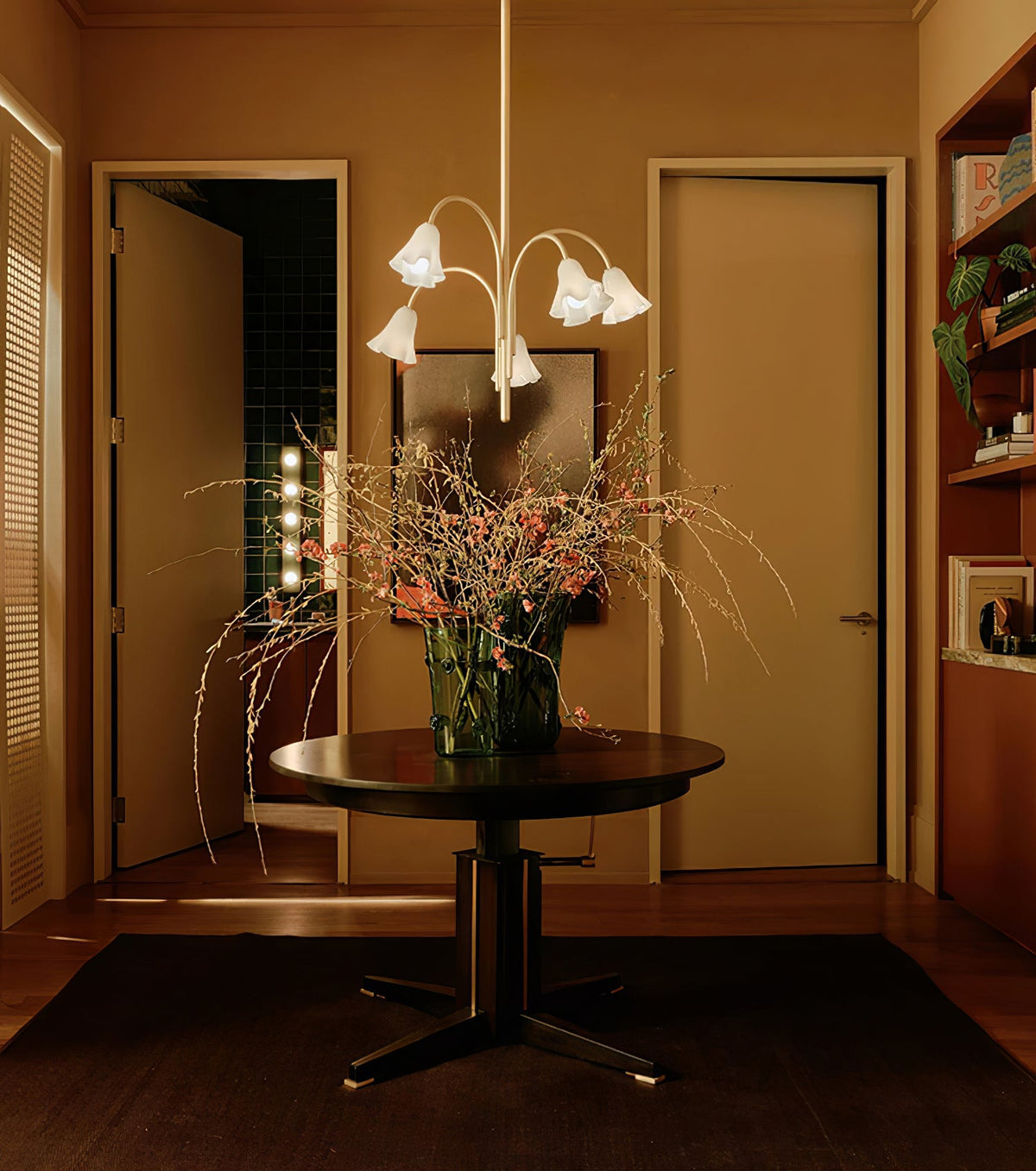 Petalia Blossom Chandelier – Floral Glass Pendant Light for Dining Room and Living Room