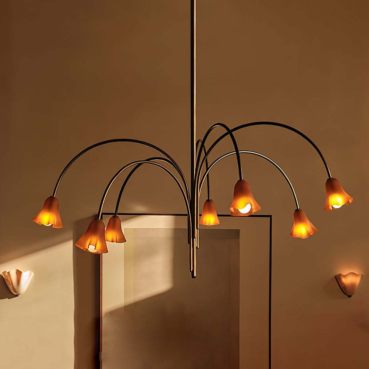 Petalia Blossom Chandelier – Floral Glass Pendant Light for Dining Room and Living Room