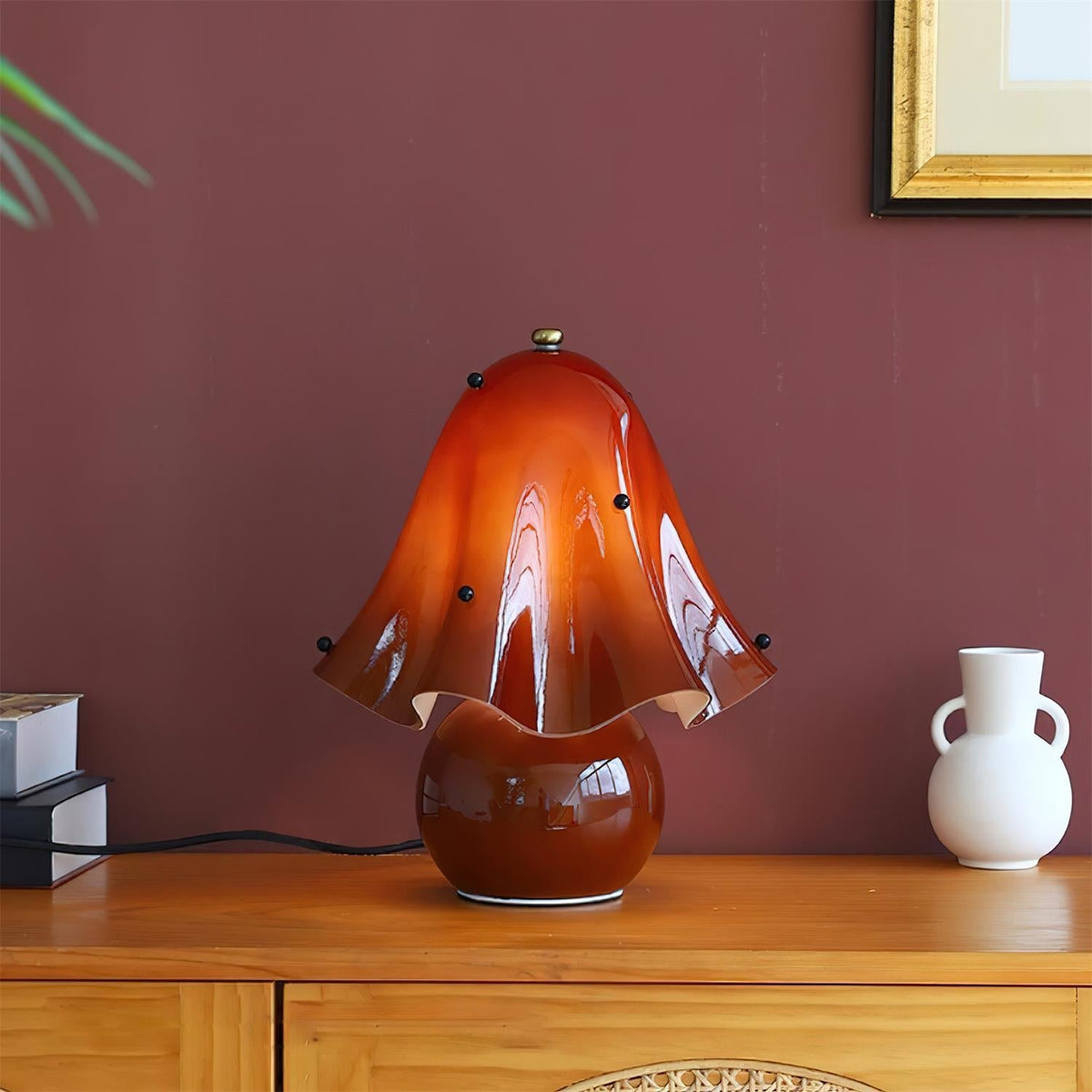 Petalia Hand-Blown Glass Table Lamp with Bead Accents for Modern Interiors
