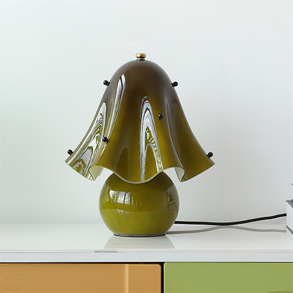 Petalia Hand-Blown Glass Table Lamp with Bead Accents for Modern Interiors