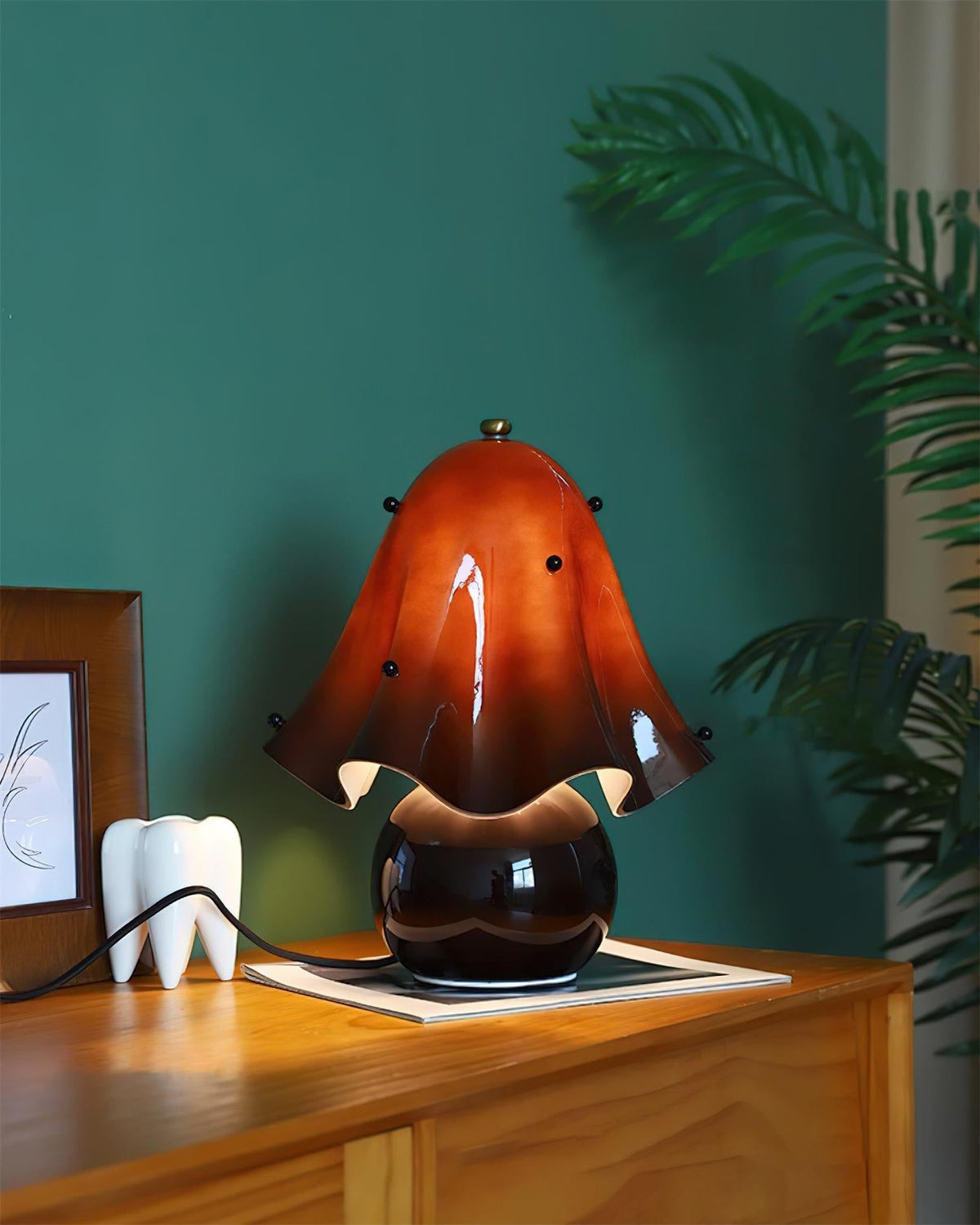 Petalia Hand-Blown Glass Table Lamp with Bead Accents for Modern Interiors