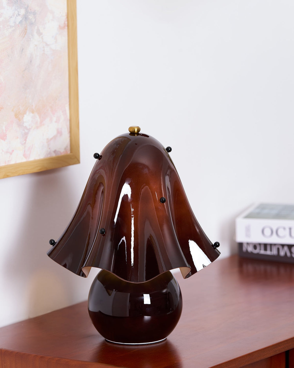 Petalia Hand-Blown Glass Table Lamp with Bead Accents for Modern Interiors