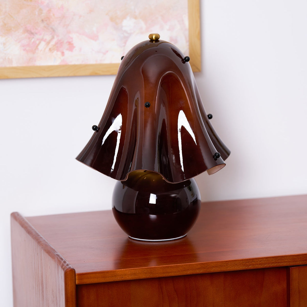 Petalia Hand-Blown Glass Table Lamp with Bead Accents for Modern Interiors