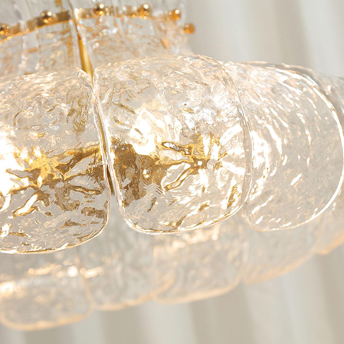 Petal Ice Glass Pendant Light – Brass Accents, Modern Elegance