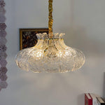 Petal Ice Glass Pendant Light – Brass Accents, Modern Elegance