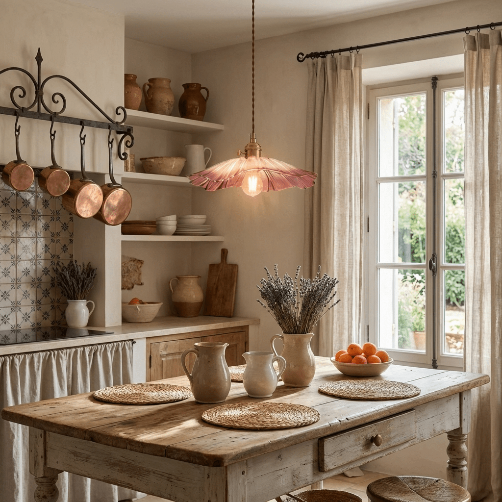 Petaline Trio Pendant Light – Three Glass Shades in Pink, Amber & Green