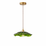 Petaline Trio Pendant Light – Three Glass Shades in Pink, Amber & Green