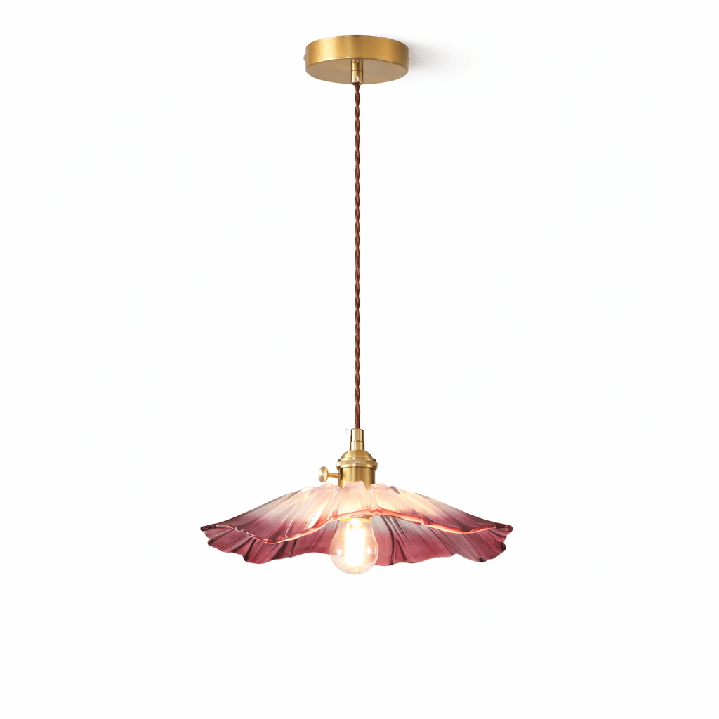Petaline Trio Pendant Light – Three Glass Shades in Pink, Amber & Green