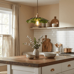 Petaline Trio Pendant Light – Three Glass Shades in Pink, Amber & Green
