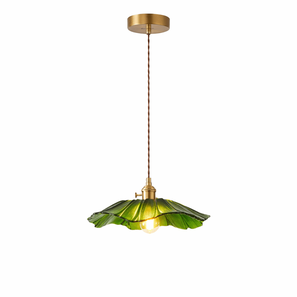 Petaline Trio Pendant Light – Three Glass Shades in Pink, Amber & Green